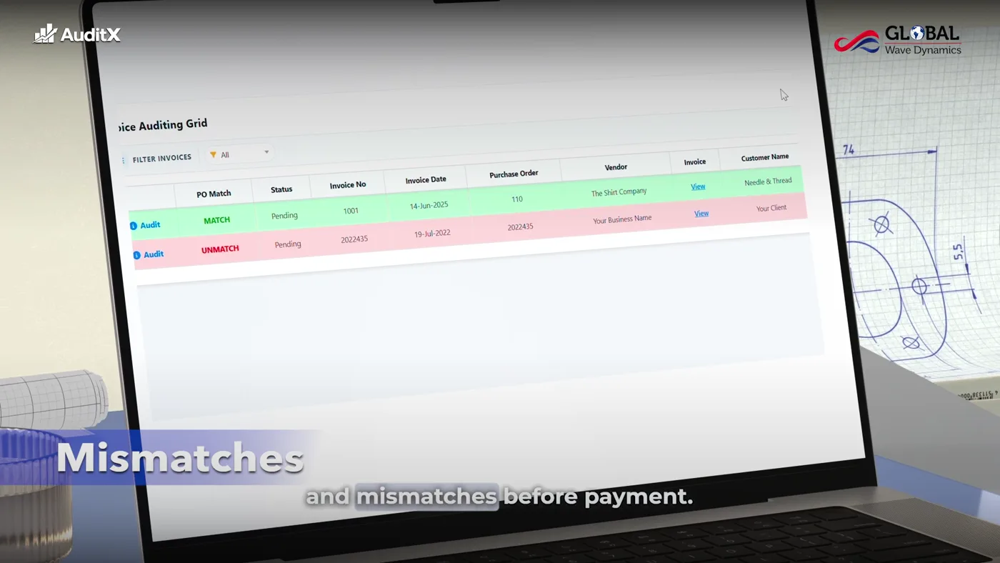 AuditX dashboard shown in the supplied product video
